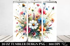 Colorful Wild Flowers Watercolor Image | 20 oz Tumbler Product Image 2