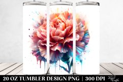 20 Oz Tumbler Sublimation | Shiny Carnation with Watercolor Product Image 2