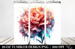 20 Oz Tumbler Sublimation | Shiny Carnation with Watercolor Product Image 2