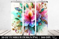 20 Oz Tumbler Sublimation | Colorful Rhododendron on Wooden Product Image 2