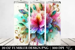 20 Oz Tumbler Sublimation | Colorful Rhododendron on Wooden Product Image 2