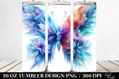 Vibrant Ice Butterfly with Ice Flowers | 20 oz Tumbler Product Image 2