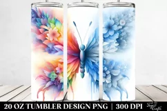 Vibrant Ice Butterfly with Ice Flowers | 20 oz Tumbler Product Image 2