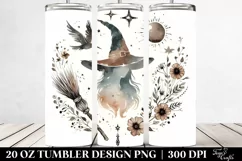 Witch Retro Watercolor Tumbler Design | 20 oz Tumbler Product Image 2