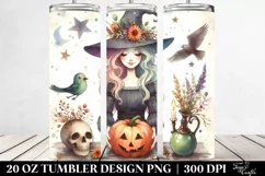 Witch Retro Watercolor Tumbler Design | 20 oz Tumbler Product Image 2