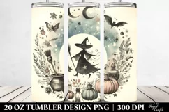 Witch Retro Watercolor Tumbler Design | 20 oz Tumbler Product Image 2