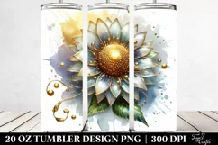 20 Oz Tumbler Sublimation | Shiny Sunflower with Metallic Product Image 2