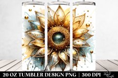 20 Oz Tumbler Sublimation | Shiny Sunflower with Golden Product Image 2