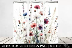 Centered Watercolor Wild Flowers | 20 Oz Tumbler Product Image 2