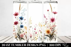 Centered Watercolor Wild Flowers | 20 Oz Tumbler Product Image 2