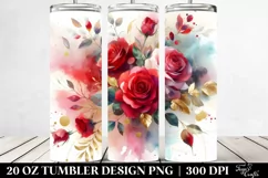 Colorful Watercolor Abstract with Red Roses PNG Product Image 2