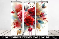 Colorful Watercolor Abstract with Red Roses PNG Product Image 2