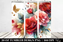 Colorful Watercolor Abstract with Red Roses PNG Product Image 2
