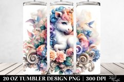 Colorful Baby Unicorn Baroque Garden. 20 Oz Tumbler Design Product Image 2