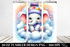 Retro Baby Elephant in Winter | 20 oz Tumbler Product Image 2