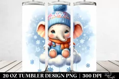 Retro Baby Elephant in Winter | 20 oz Tumbler Product Image 2