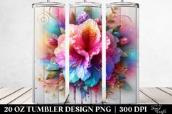 20 Oz Tumbler Sublimation | Colorful Rhododendron on Wooden Product Image 2