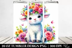 Vibrant Lamb with Flower Crown | 20 oz Tumbler Product Image 2