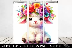 Vibrant Lamb with Flower Crown | 20 oz Tumbler Product Image 2
