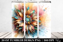 Abstract Stained Sunflower. 20 Oz Tumbler Design Product Image 2