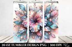 Abstract Shiny Hibiscus, Transparent 20 Oz Tumbler Product Image 2