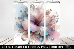Abstract Shiny Hibiscus, Transparent 20 Oz Tumbler Product Image 2
