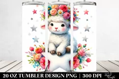 Cartoon Watercolor Lamb with Flower Crown, 20 Oz Tumbler Product Image 2