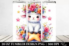 Cute Lamb Sitting on a Star, Transparent 20 Oz Tumbler Product Image 2