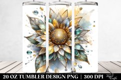 20 Oz Tumbler Sublimation | Shiny Sunflower with Golden Product Image 2