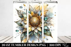 20 Oz Tumbler Sublimation | Shiny Sunflower with Golden Product Image 2