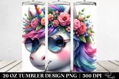 Cute Baby Unicorn with Floral Crown, Transparent 20 Oz Product Image 2