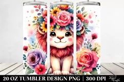 Cute Lion Flower Crown | 20 oz Tumbler Product Image 2