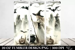 Simple Vintage Halloween Scene with Sorceress | 20 oz Product Image 2