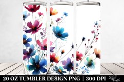 Bold Silhouettes Watercolor Flowers | 20 Oz Tumbler Product Image 2