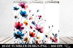 Bold Silhouettes Watercolor Flowers | 20 Oz Tumbler Product Image 2