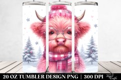 Cute Pink Highland Cow with es, 20 Oz Tumbler Product Image 2