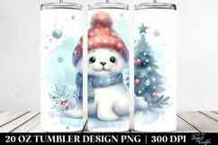 Cute Baby Seal with Christmas Tree 20 Oz Tumbler Product Image 2