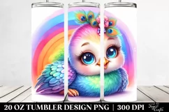 Cute Baby Peacock Resting on Rainbow | 20 oz Tumbler Product Image 2