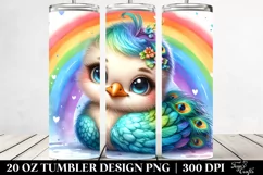 Cute Baby Peacock Resting on Rainbow | 20 oz Tumbler Product Image 2