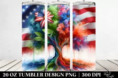 Abstract Tree USA Flag Flowers | 20 oz Tumbler Product Image 2