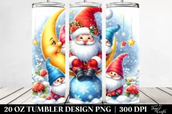 Vibrant Santa with Gnomes and Snowflakes | 20 oz Tumbler Product Image 2