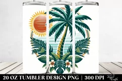 Retro Tropical Tree Sun Clipart | 20 oz Tumbler Product Image 2