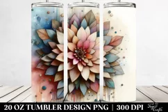 Abstract Pastel Wooden Dahlia, Transparent 20 Oz Tumbler Product Image 2