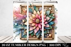 Abstract Pastel Wooden Dahlia, Transparent 20 Oz Tumbler Product Image 2