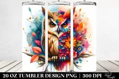 Abstract Vibrant Owl Flowers Frame. 20 Oz Tumbler Design Product Image 2