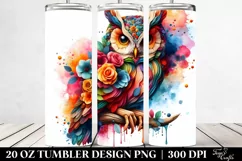 Abstract Vibrant Owl Flowers Frame. 20 Oz Tumbler Design Product Image 2