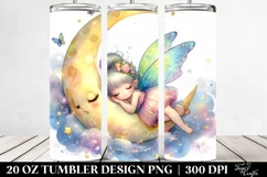 Colorful Fairy Napping on Moon | 20 oz Tumbler Product Image 2