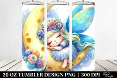 Colorful Fairy Napping on Moon | 20 oz Tumbler Product Image 2