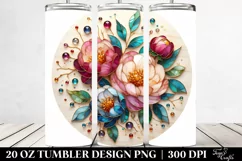 Stained Peonies Wooden | 20 Oz Tumbler Product Image 2