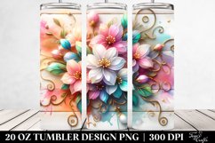 20 Oz Tumbler Sublimation | Colorful Jasmine with Floral Product Image 2